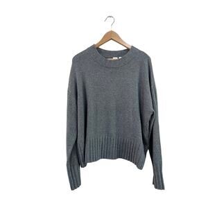 GAP Gray Cotton Blend Crew Neck Relaxed Minimalist Knit Sweater XL